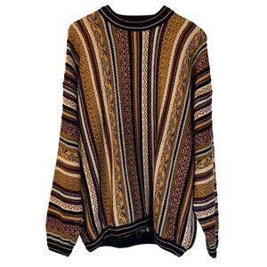Vintage Tundra Canada 3D Knit Coogi Style Sweater XL Textured Biggie Cosby